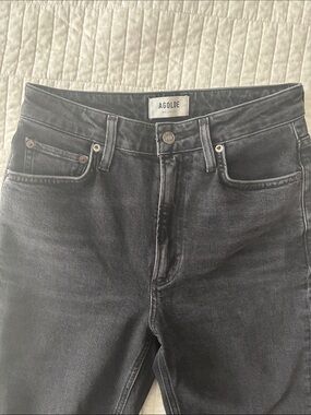 Agolde Washed Black Slim Straight Jeans